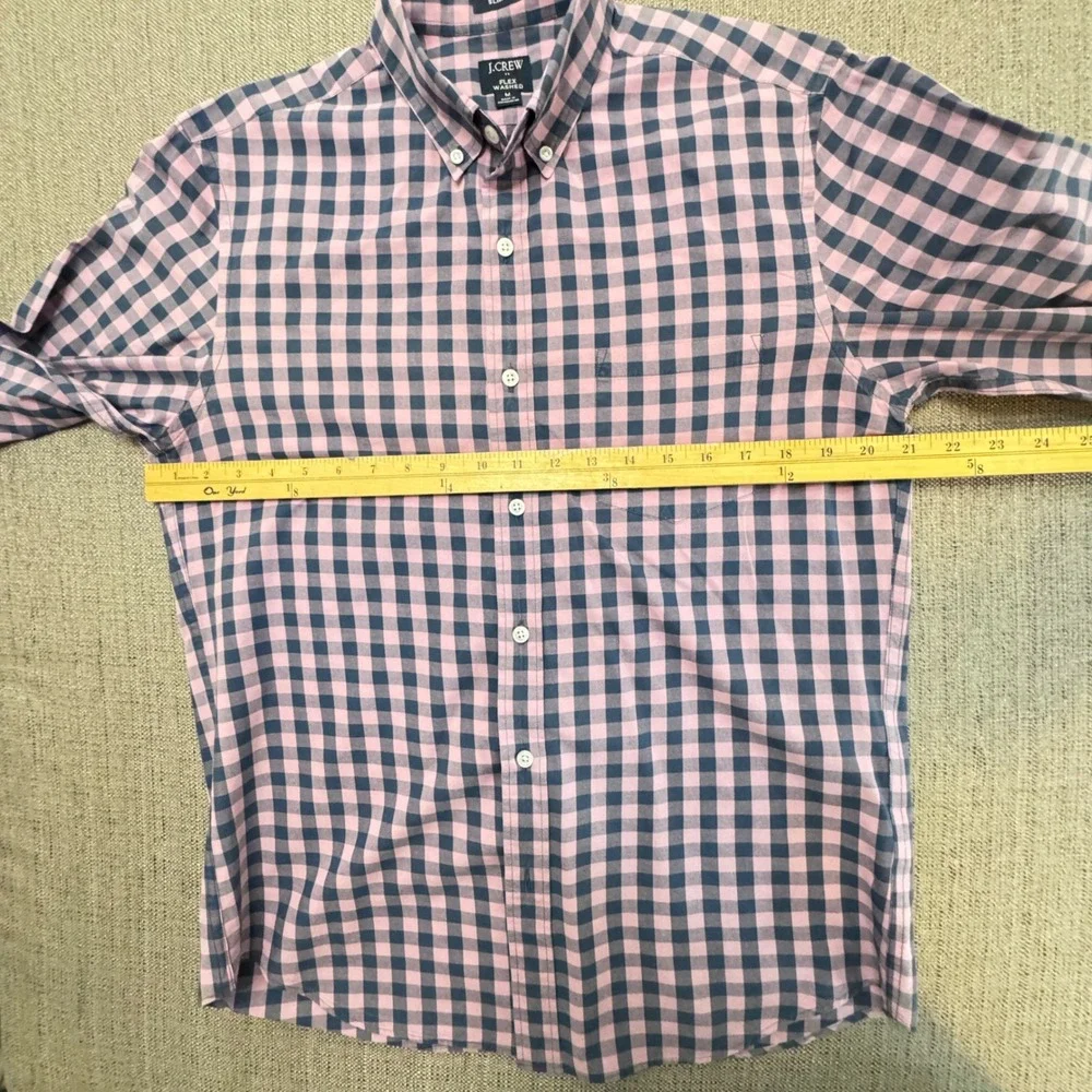 J.Crew Flex Washed Slim Fit Gingham Button Down Shirt Mens Medium Pink Navy